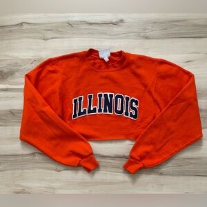 Champion Cropped Illinois Crewneck Sweatshirt - Bright Orange